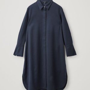 NWT - Cos wool mix shirt dress navy size 2